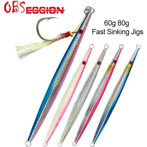 OBSESSION 60g80g Hard Metal Lead Jig Lure Fishing Baits Pencil Jigging Lure Fast Fall Sinking Luminous Metal Fishing Lure Tackle