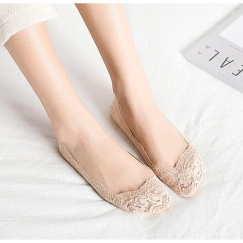 Fashion Women Cotton Lace Antiskid Invisible Liner Socks Elastic Comfy Female Summer Spring Ankle Boat Low Cut Short Socks