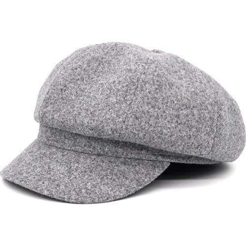 Auutmn Winter Hats for Women Solid Plain Octagonal Newsboy Cap Men Ladies Wool Hat Winter Beret Women Painter Cap
