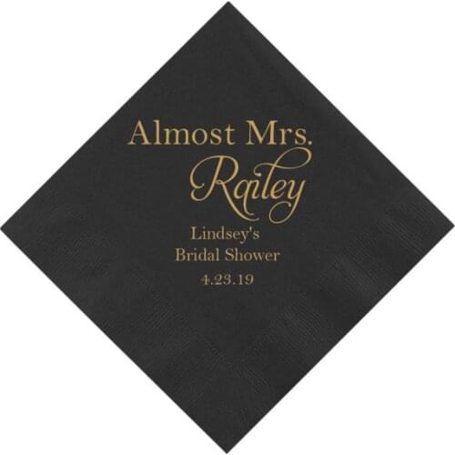 Almost Mrs Personalized Bridal Shower Napkins - Bridal Shower - Rehearsal Dinner - Custom Engagement Party Napkins baby shower