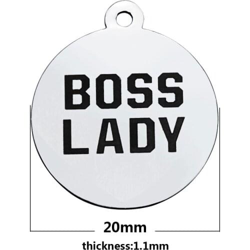 20pcs/lot 20mm lettering BOSS LADY charm for bracelet disc pendants tag Stainless steel fitting DIY Jewelry accessories