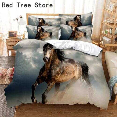 War Horse Pattern Animal Bedding Duvet Cover 3D Digital Printing No Sheet Home Decor 2-3PCS Quilt Cover Bedding Set Wholesale