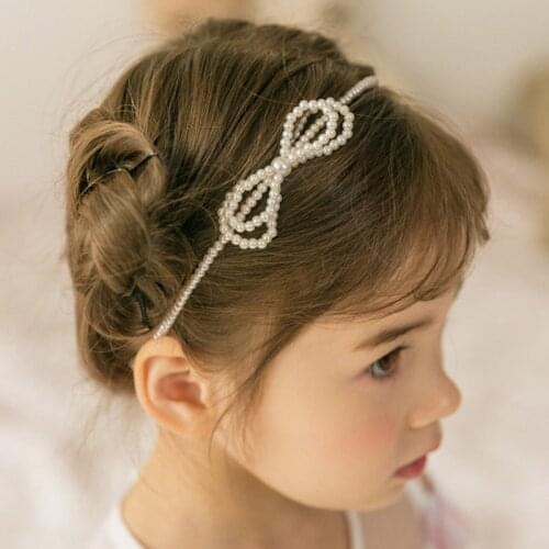 Fashion Bowknot PearlHeadbands for Girls Korean Handmade Beads Hairbands Princess Party Dance Crown Tiara Hair Accessories
