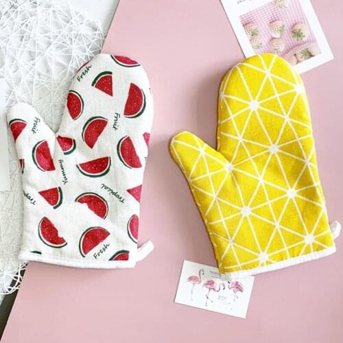 1 Piece Cute Non-slip Cotton Fashion Kitchen Cooking microwave gloves baking BBQ potholders Oven mitts Cotton linen