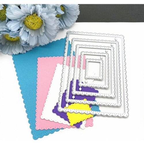 Rectangular Lace Metal Cutting Dies Stencil Scrapbooking DIY Album Stamp Paper T3LE