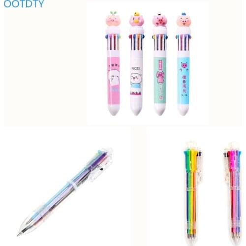 Creative Multicolor Ballpoint Pen Lovely Stationery Press 8 Color Oil Pen For Student Children Office School Supply