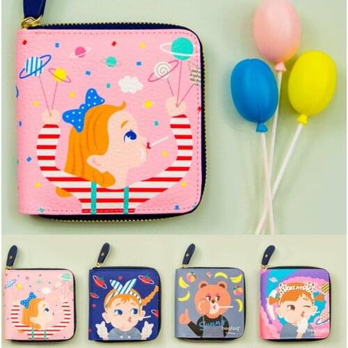 Cute cartoon square wallet soft girl short wallet small fresh Japanese student compact portable wallet