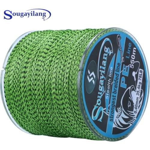 Sougayilang 150M 350 550M 4 Strands Speckled Braided Fishing Line 0.14-0.40mm 20-78LB Smooth Durable Carp Fishing Ice Sea Cord
