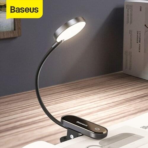 Baseus USB Led Light Rechargeable Mini Clip-On Desk Lamp Light Flexible Nightlight Warm Reading Lamp For Travel Bedroom Book