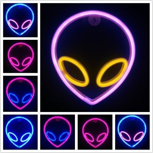 Aliens LED Neon Light Boys Bedroom Decoration Hanging USB Neon Lamp Home Party Holiday Decor Gift