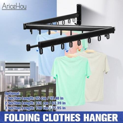 Folding Drying Rack Wall Mounted Telescopic Clothes Rack Magic Clothes Hanger Multi-function Rotating Clothes Hanger Cloth Hook