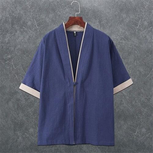 Kung Fu Traditional Chinese Clothing for Men Vintage Cardigan Cloak Casual Streetwear Tops New Year Chinese T Shirt Streetwear