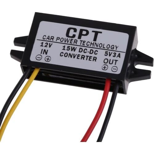 VODOOL DC-DC 12V to 5V 3A 15W Auto Car Power Converter Micro USB Step Down Voltage Power Supply Output Adapter Module Regulator