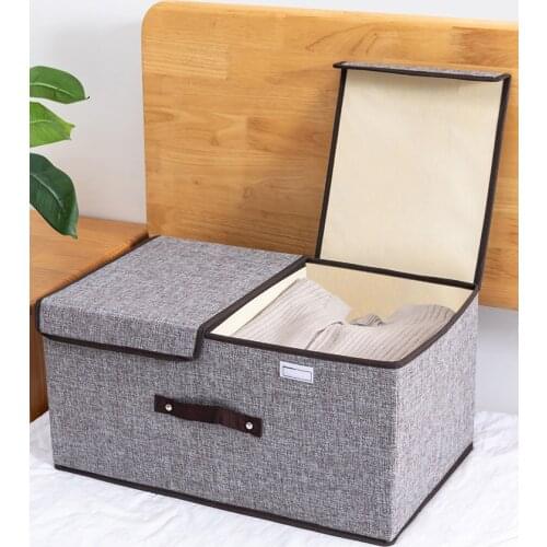 Storage box fabric cotton linen finishing box underwear household storage box wardrobe artifact large folding clothes box