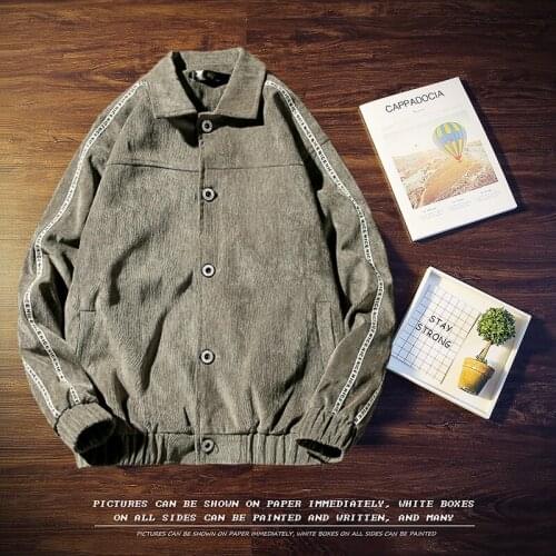 YuWaiJiaRen Japanese Style Clothing Retro Streetwear Urban Bomber Corduroy Jacket Men Spring Autumn Casual Streetwear Outerwear
