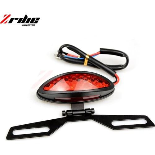 Motorcycle Lamp Dual Cat Eye Custom License Plate Holder Rear Tail Lights Brake Light Taillight Turn Signal Lights Motocross