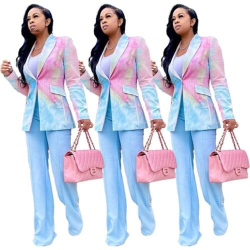 Women Jacket Fashion Tie Dye Print Vintage Turn Down Collar Long Sleeve Pockets Women Outerwear Chic Blazer Jacket Autumn New