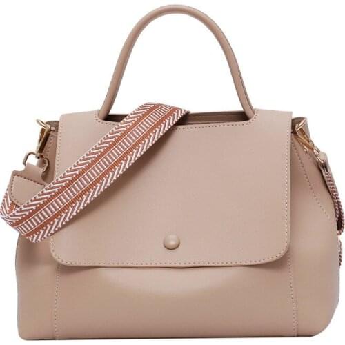 Womens Large Capacity Casual Bag Pu Leather Wide Strap Shoulder Bags Crossbody Bag Best Sale-WT