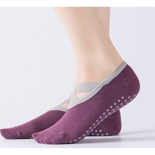 Women Yoga Anti-slip Socks Red Black Backless Silicone Non-slip Socks Ladies Ballet Dance Gym Fitness Pilates Cotton Socks