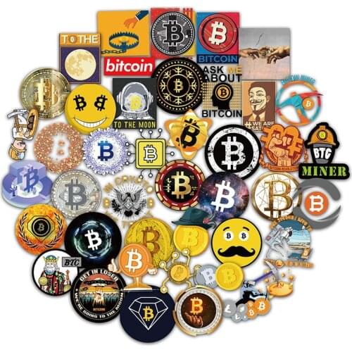 10/50pcs/set Cartoon Bitcoin Encrypted Virtual Currency BTC Stickers For Helmet Kid Diy Laptop Mixed Skateboard Luggage Case