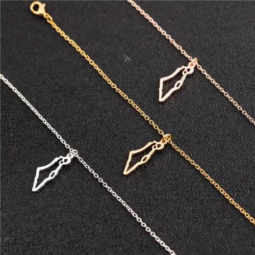 10 Hollow Israel map Country Jerusalem chain necklace area Outline Israel hometown Continent map chain pendant Necklace jewelry