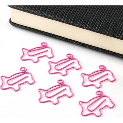10Pcs Creative Lovely Pig Bookmark Cartoon Small Cute Roll Tail Pig Soft Cute Paper Clip Office Supplies