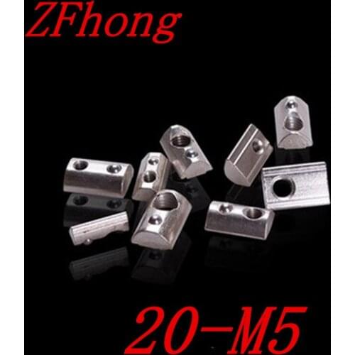 100PCS 20-M5 M5 M5-20 Roll-in Spring T Nuts For 2020 Aluminum Profiles Groove 6