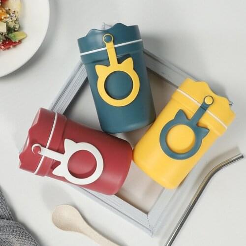 11.2oz Wheat Straw Portable Double Layer With Lid Leakproof Insulation Cup Breathable Sealed Food Container