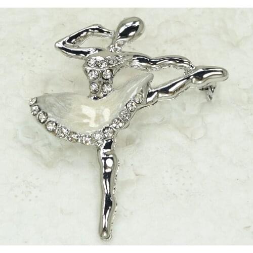 12pcs/lot Wholesale Fashion Brooch Rhinestone Enamel Ballet dancer Pin brooches jewelry gift C101494