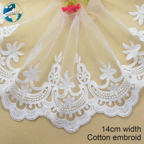 14cm width Cotton embroid lace sewing ribbon guipure lace african lace fabric trim warp knitting DIY Garment Accessories#2876