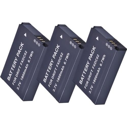 PowerTrust New 3Pcs FXDC02 Replacement Battery for DRIFT HD GHOST DSLR Digital Camera