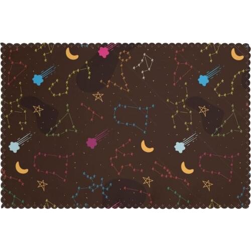 Placemat for dining table Colorful Zodiac Stars Heat-resistant Kitchen Dining 6 PCS Accessories