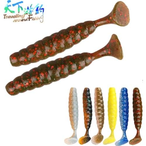 TAF 8pcs Soft Baits 5.5cm 3.8g Carp Fishing Lure High Quality Professional Silicone Wobblers T Tail 6 Colors Artificial Worm