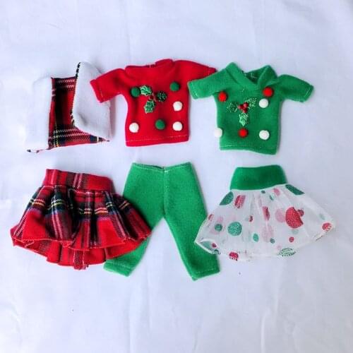 Newest Fashion Red Green Doll Clothes 3 Style/Lot Accessories For Christmas Dolls 30cm Gifts For Girls DIY Present Children Game