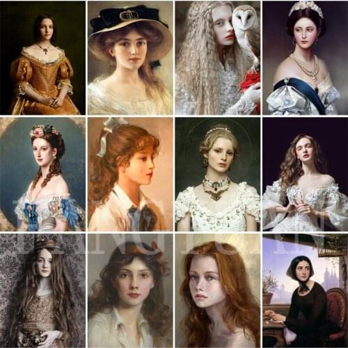 Diamond Embroidery Girls Handmade 5D Diamond Painting Full Square Round Drill Retro Canvas Wall Art Pictures for Home Decor