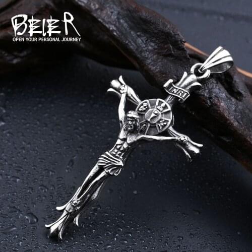 Beier 316L Stainless Steel pendant necklace Jesus cross pendant jewelry LLBP8-188P