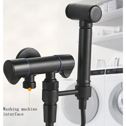 Toilet Bidets Black 1in 2out three-way angle valve toilet spray gun cleaning washer toilet partner handheld toilet bidet sprayer