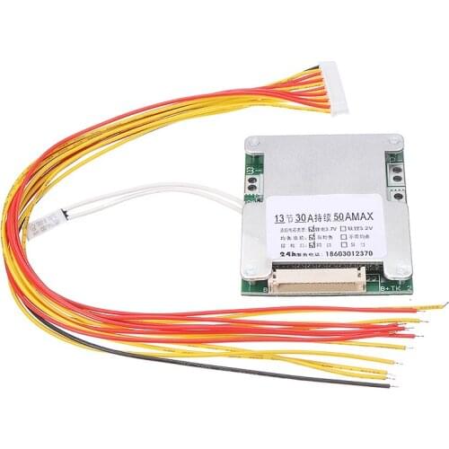 13S 48V 50A 18650 Li-ion Lithium Battery Pack BMS Protection PCB Balance Integrated Circuits Board for Electric Assistant Car