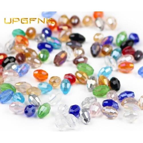 100pcs Czech Rice grains Upscale Austrian crystal beads 4*6mm oval shape Loose Glass beads Jewelry making bracelet Necklace DIY