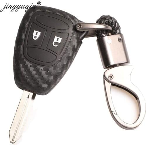 Jingyuqin 2 Button Carbon key Cover Case for Chrysler 300 PT Cruiser Sebring Dodge Caliber Nitro Jeep Compass Liberty Remote Fob
