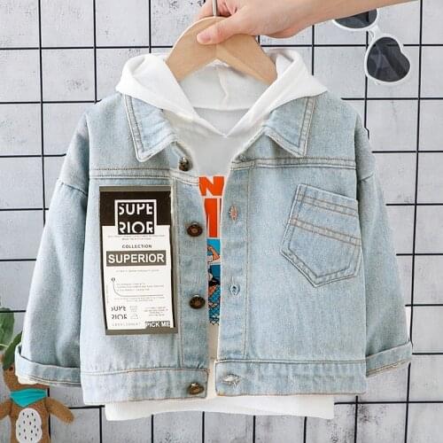 Baby Denim Jacket Infant Boy Girl Fall Outerwear 2021 Fashion Letter Boys Girls Coats 1 2 3 4 5 Years Kids Clothing Top