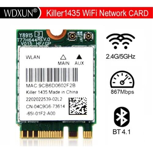 Dual Band Wireless Network Card Atheros QCNFA344A Killer 1435 802.11ac 867Mbps Wifi Bluetooth 4.1 M.2 Better BCM94352Z