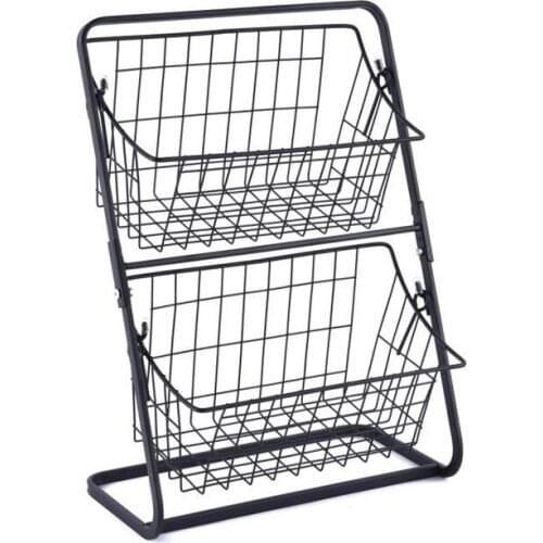 Double Layer Assembly Iron Storage Shelf Rack Fruits Holder Bathroom Cosmetic Storage Basket Kitchen Seasoning Organizer