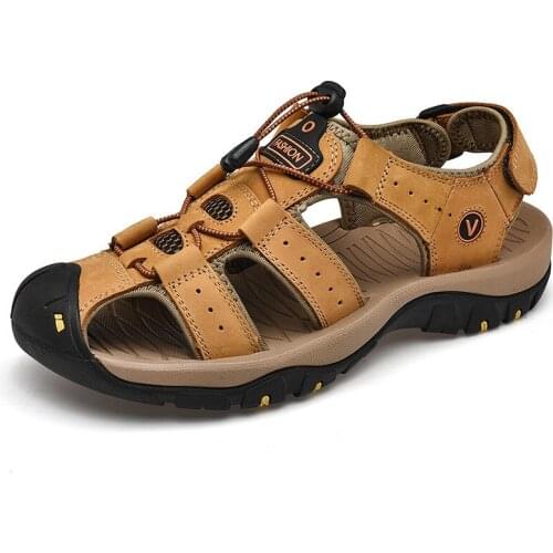 Мужские кожаные сандали HAOBOYUEQ China At AliExpress