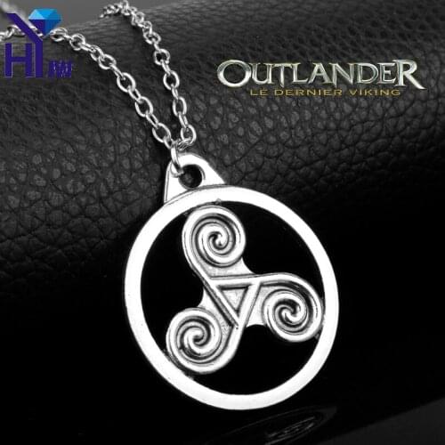 HEYu Outlander Antique Holy Trinity Symbol Celtic Border Trinity Knot Cross Triskele Scottish Irish Friendship Pendant Necklace