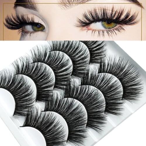 5Pairs Faux Eyelashes 3D Mink Lashes Crisscross Handmade False Eyelash Makeup Eyelashes 5D Mink Cruelty-free Mink Fake lashes
