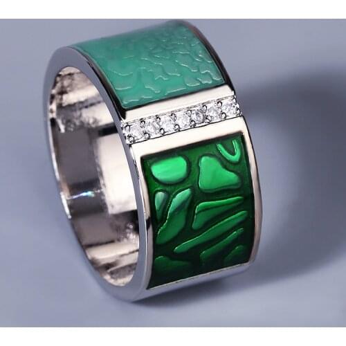 New Ladies Silver Ring 925 Sterling Silver Green Geometric Sparkle Fashion Exquisite Jewelry Handmade Enamel Party Jewelry