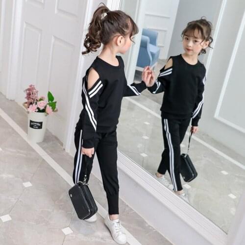 6 8 13 Girls Sports Suits Autumn Clothes Long Sleeve Sweatshirt +Pants Sets 2pcs For Girl Red Pink Clothing Children Tracksuit