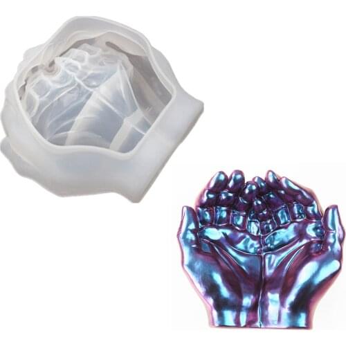Crystal Epoxy Resin Mold Two Hand Attachment Hand Storage Silicone Mould Ashtray Mirror Resin Silicone Mold Home Organizer Decor