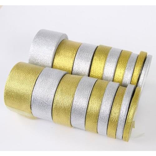 22meters/roll Gold Silver Organza Satin Ribbons Gift Bow for Crafts DIY Glitter Onions Ribbons Christmas Wedding Decoration Home